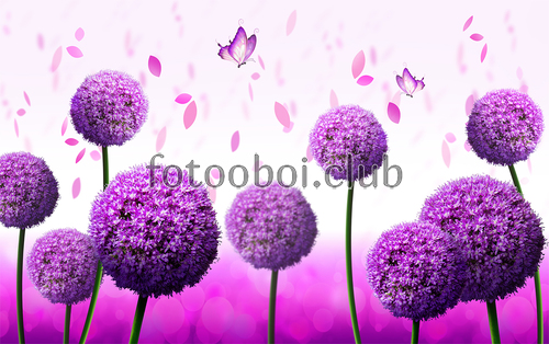 цветы, цветок, бабочки, листья, 3д, 3d, стереоскопические 